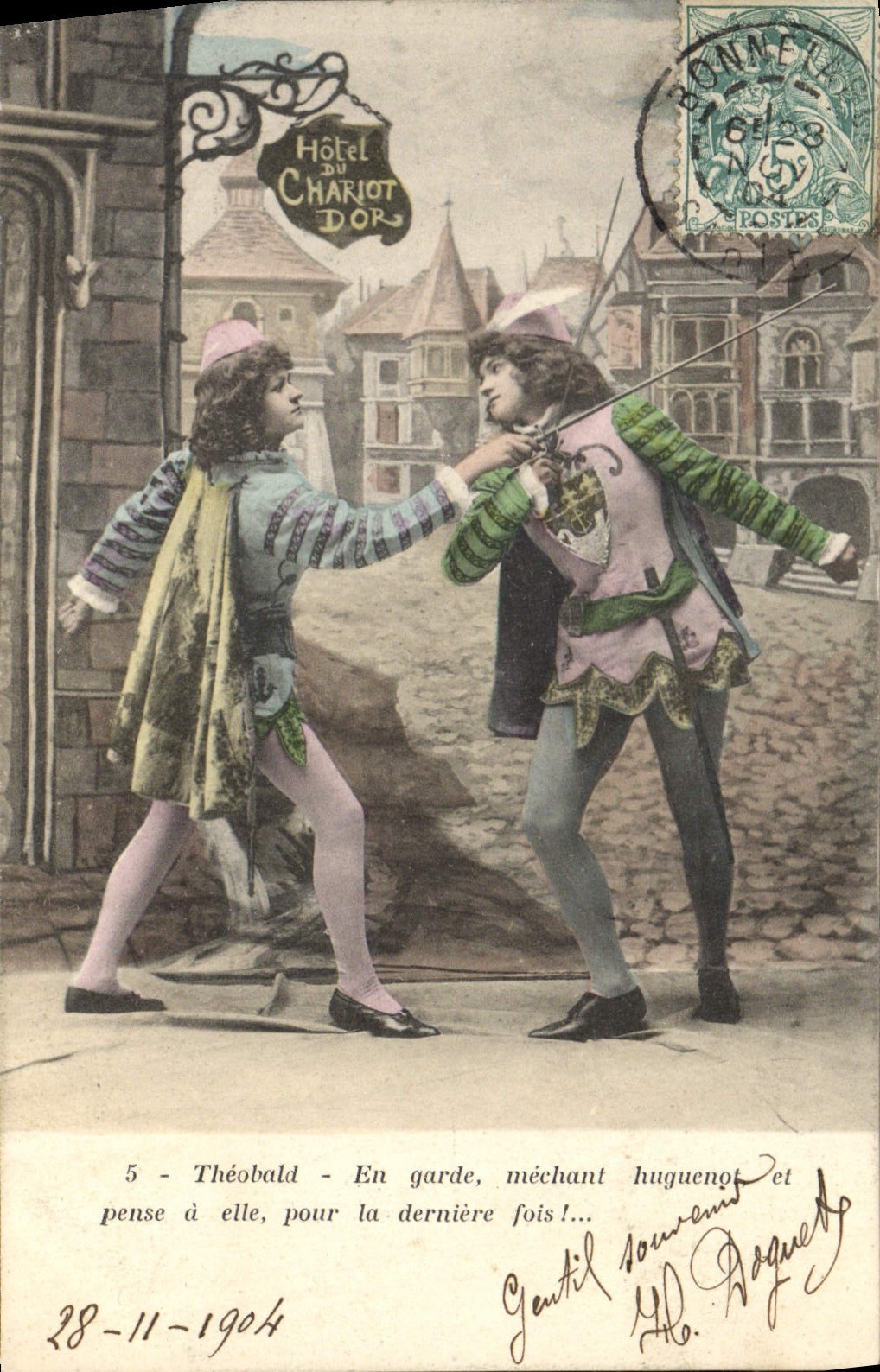 Scène de duel — Hôtel du Chariot d'Or — éditeur H. Roquety, n°5