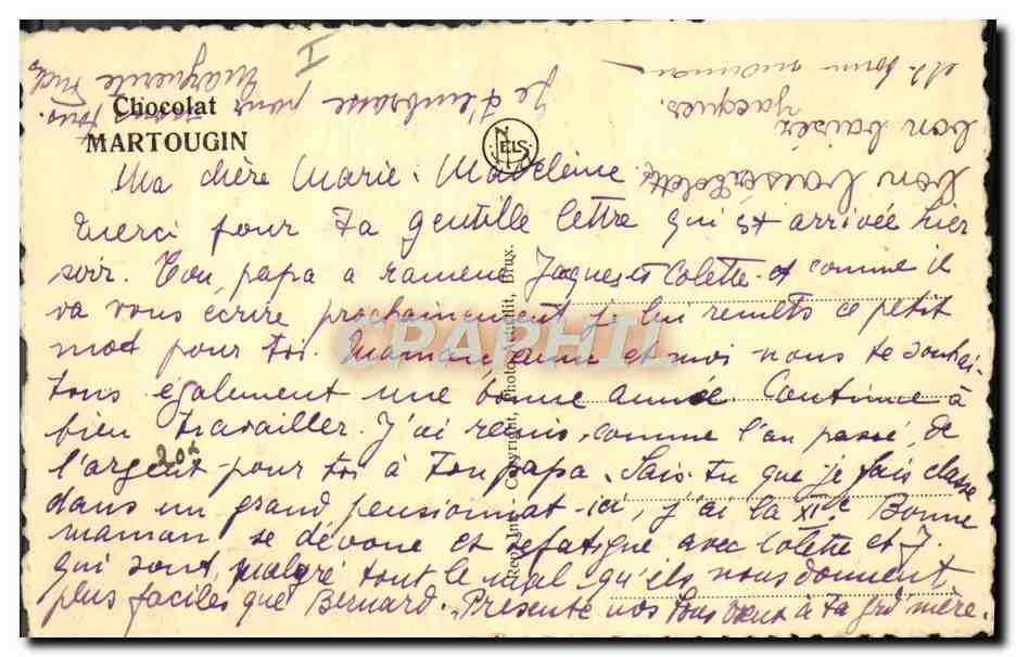 CPA Felin Lion Lionne Chocolat Martougin — Rückseite
