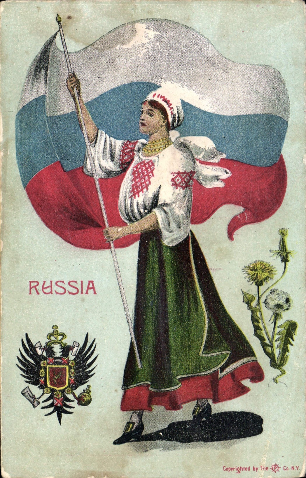 CPA Fantaisie Illustrateur Russia Drapeau