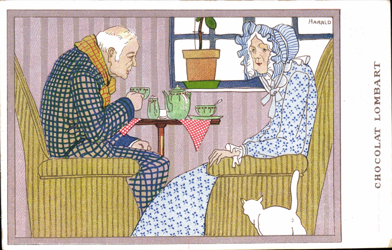 CPA Fantaisie Illustrateur Harald Chocolat lombard Chat 