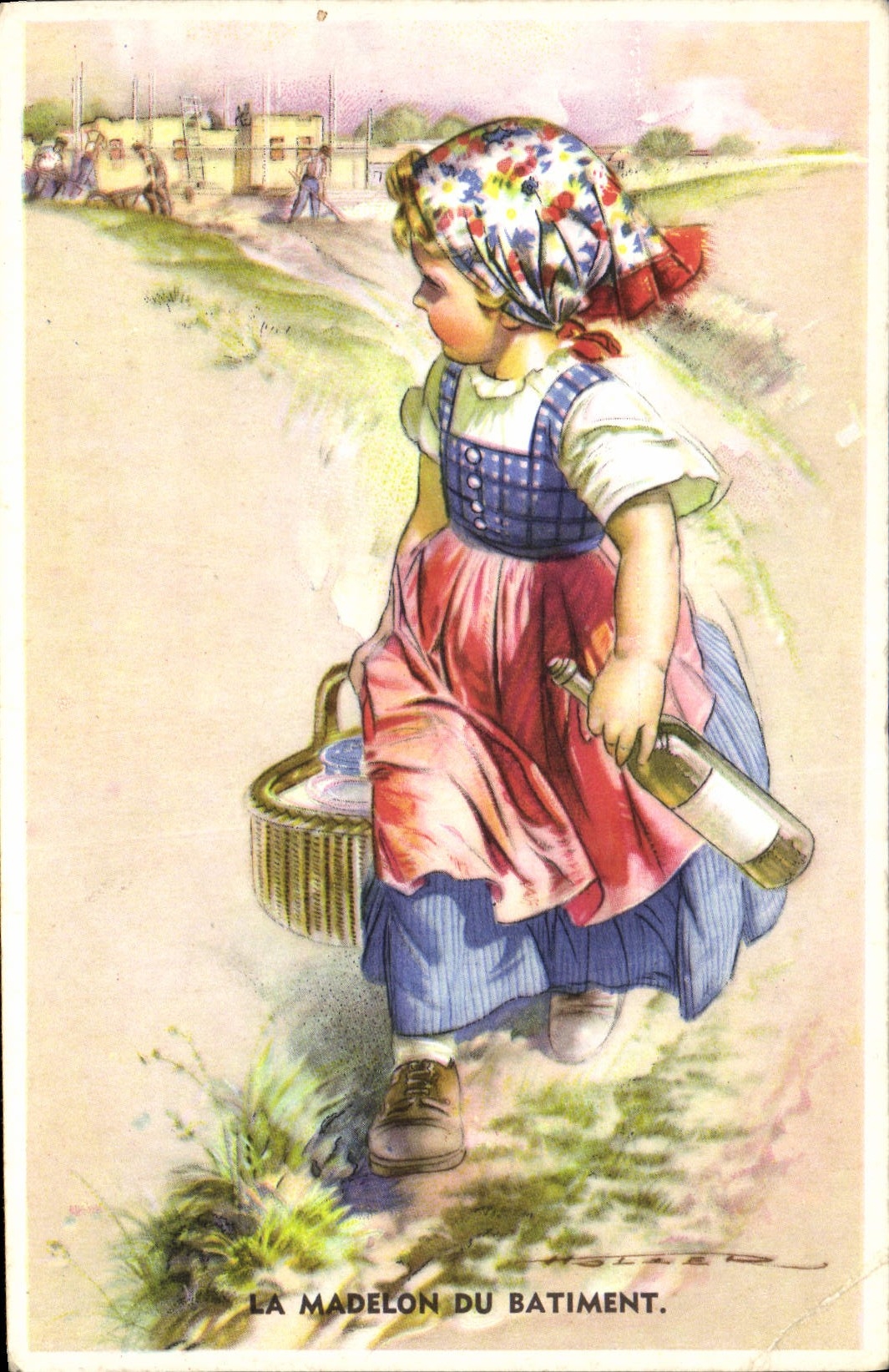 CPA Fantaisie Illustrateur Enfant La Madelon du batiment 
