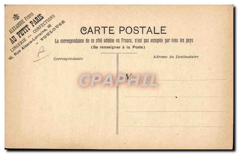 CPA Fantaisie Illustrateur Apologie des deux mains Alexandre Freres Au petit Paris Rue Alsace Lorraine Toulouse — Rückseite