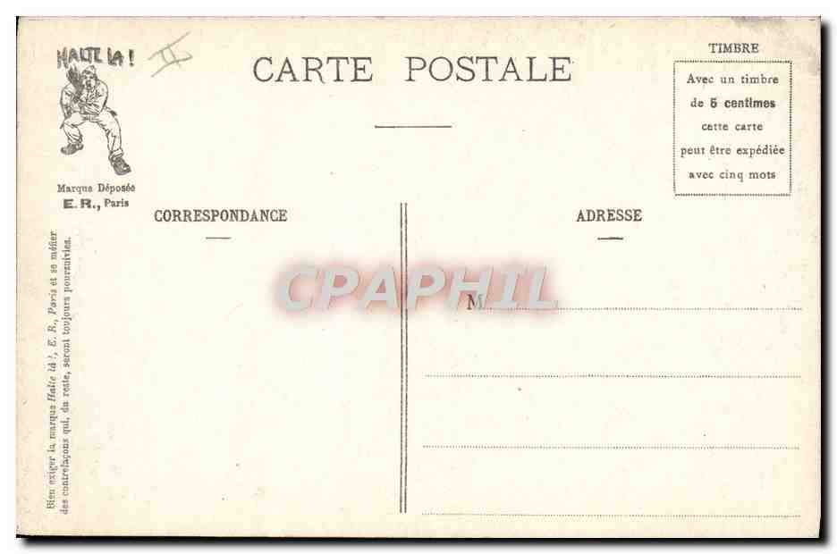 Soldats en action — A l'assaut du mur — E. R. PARIS (Modèle déposé, N°14877) — Verso