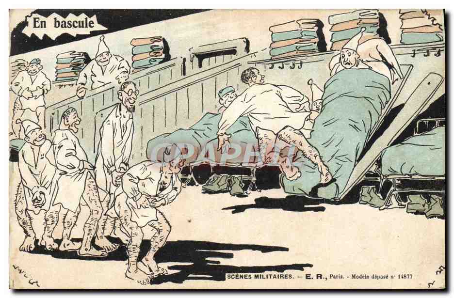 Scènes militaires — En bascule — E. R., Paris, Modèle déposé n° 14877