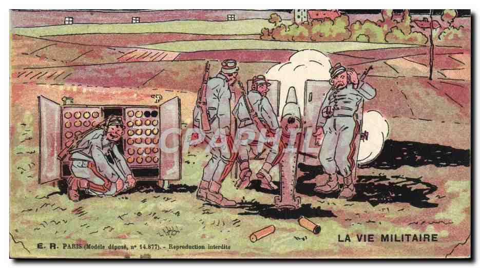 Soldats en train de charger un canon — La Vie Militaire — E.R. Paris, n° 14.877