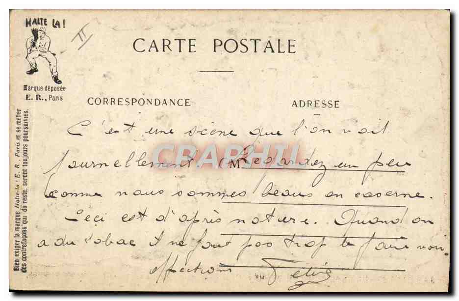 L'AVARICE — Les Sept Péchés Capitaux du Soldat — E. R. Paris, modèle déposé n° 14877 — Reverso