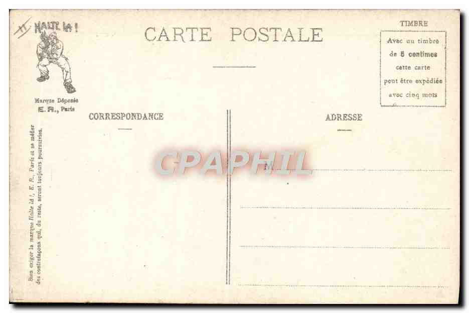 A l'infirmerie - Une séance de photographie — Scènes militaires — E. R., Paris, Modèle déposé N° 15351 — Reverso