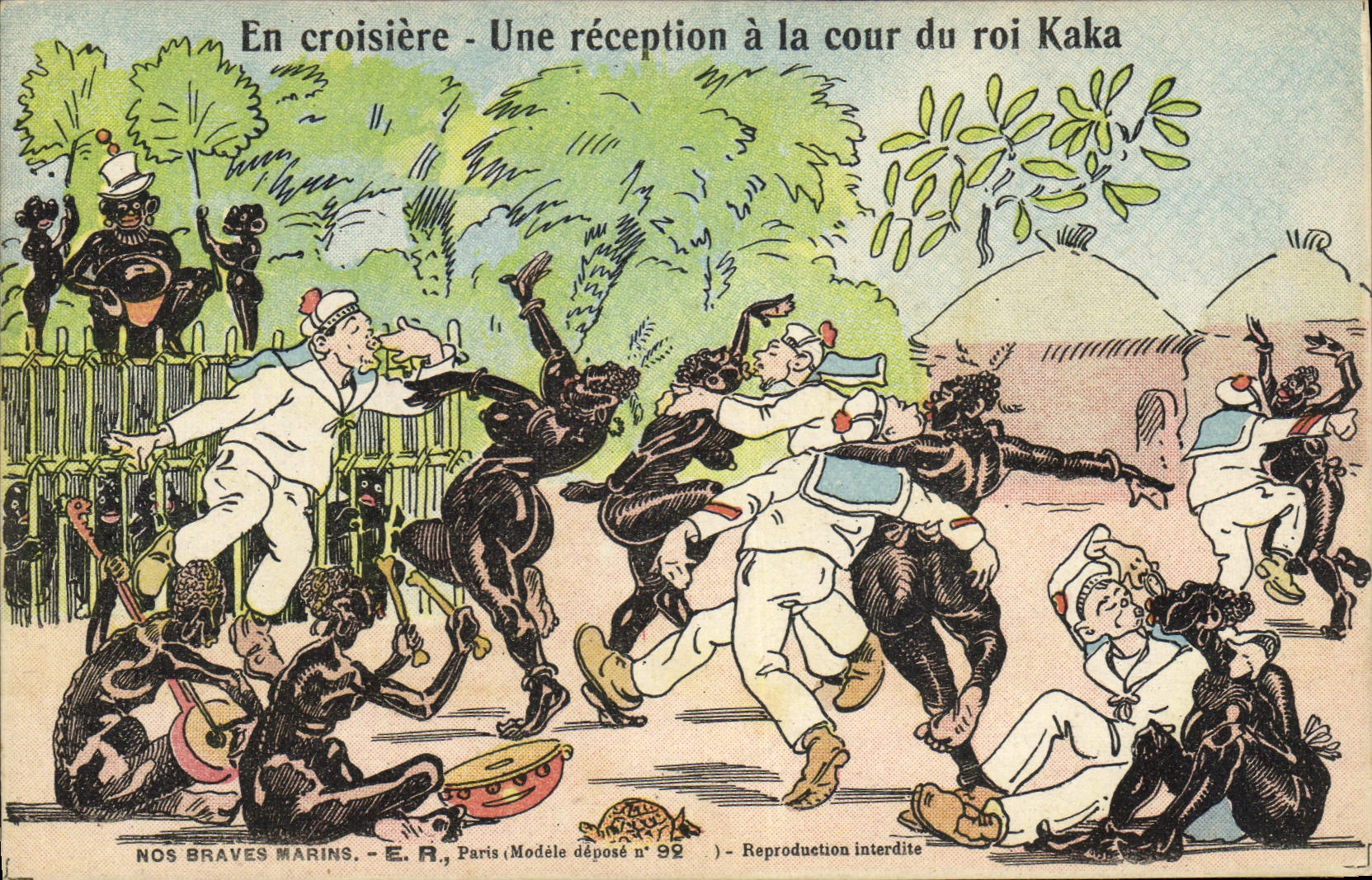 CPA Militaria En croisiere Une reception a la cour du roi Kaka