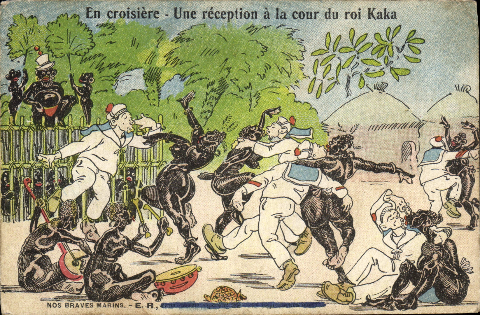 CPA Militaria En croisiere Une reception a la cour du roi Kaka