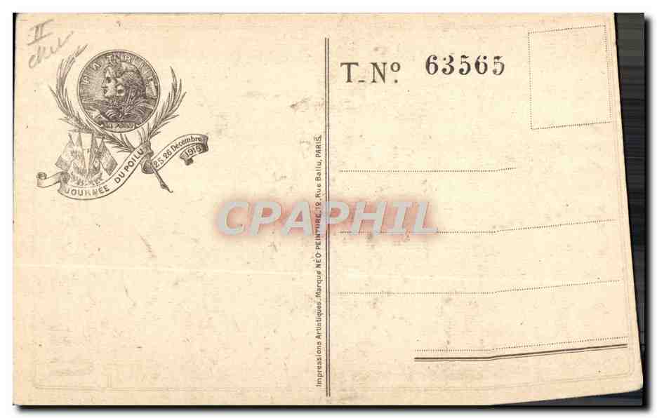 CPA Militaria Journee du Poilu 25 et 26 decembre 1915 — Rückseite