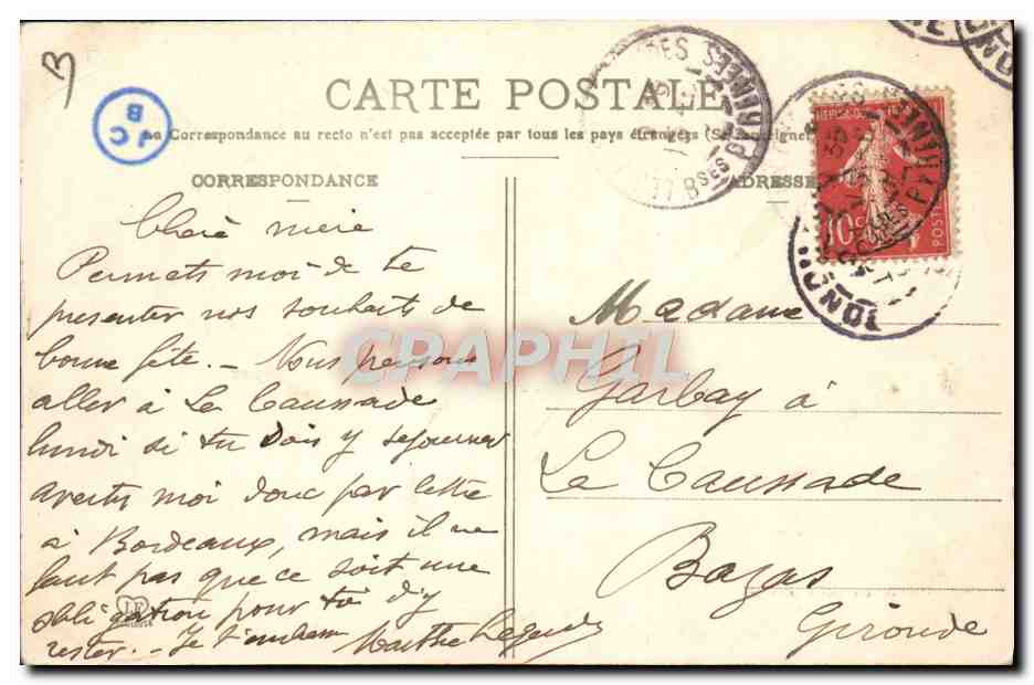 CPA Folklore Attelage Basses Pyrenees Types Ossalois Idylle  — Verso