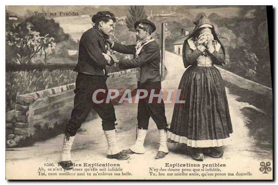 CPA Folklore Explications penibles Pyrenees