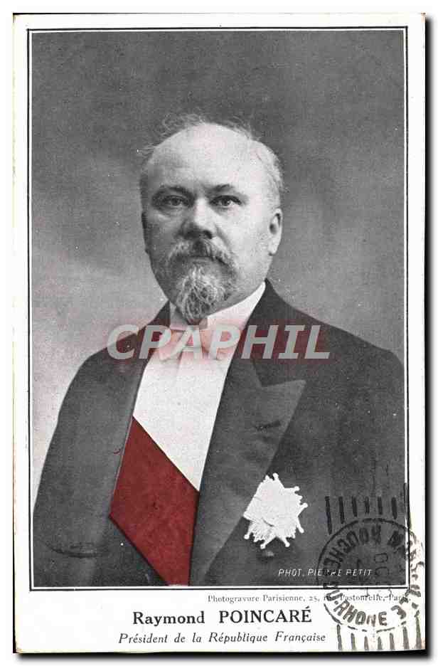 Raymond Poincaré — Präsident der Französischen Republik — Photogravure Parisienne, 25, rue de l'Horloge, Paris