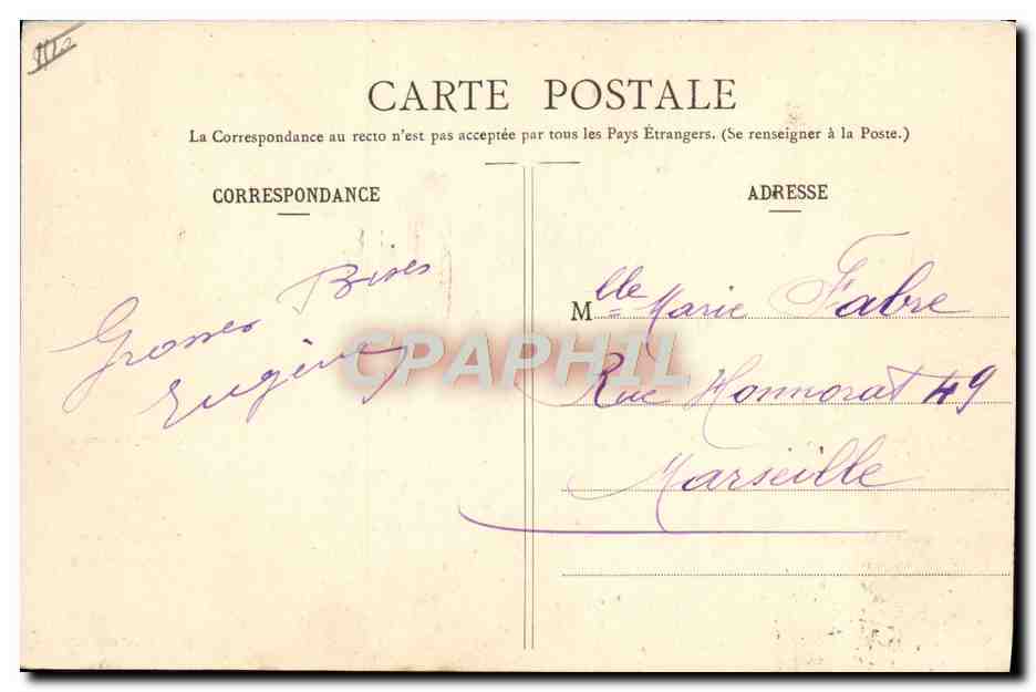 NICE, 5. April 1909 — Präsidentiell — Herr Fallières — Tuja, Fotoverlag, Nérac — Rückseite