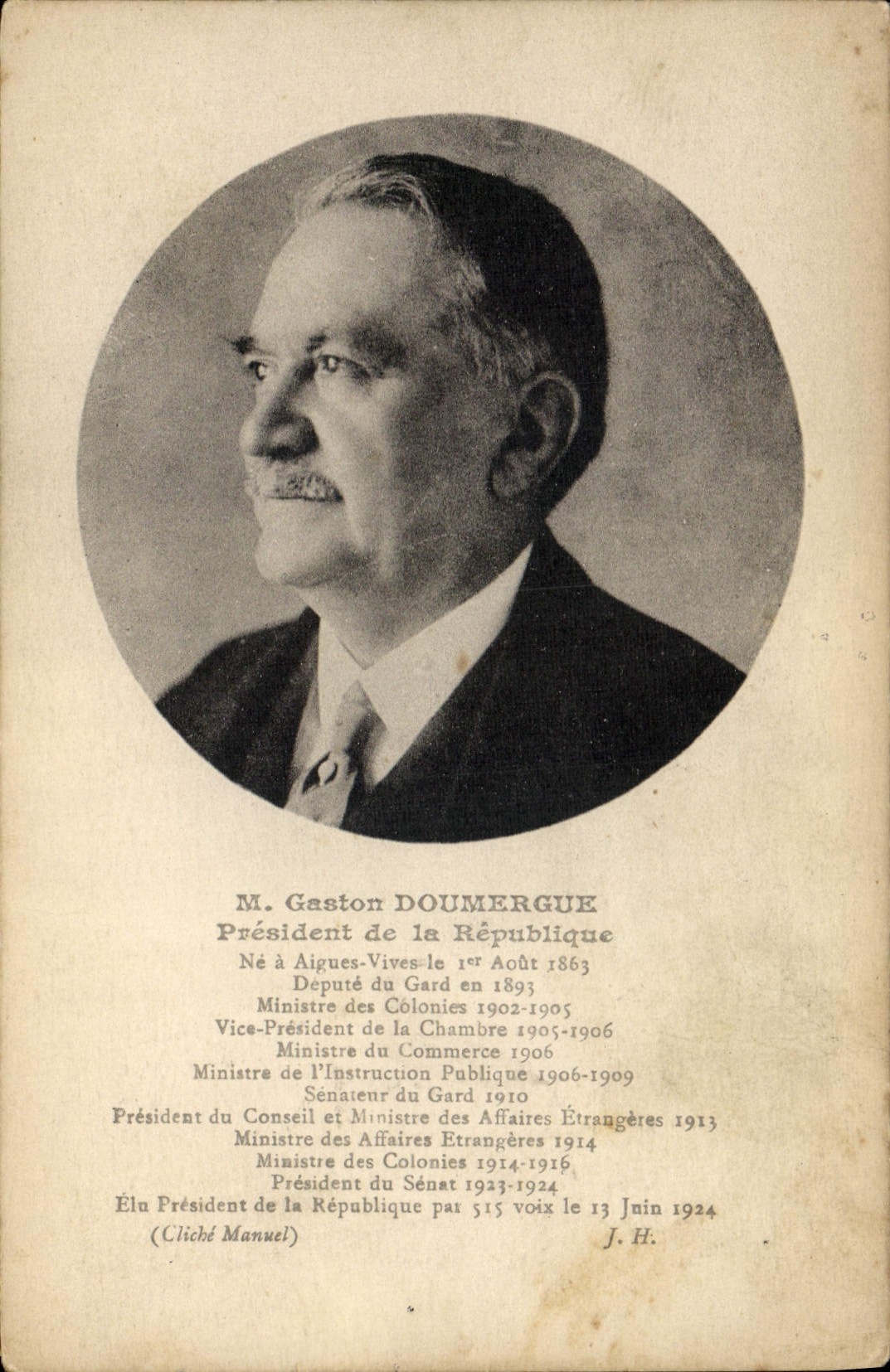 Herr Gaston Doumergue — Präsident der Republik — J.H. (Verlag)