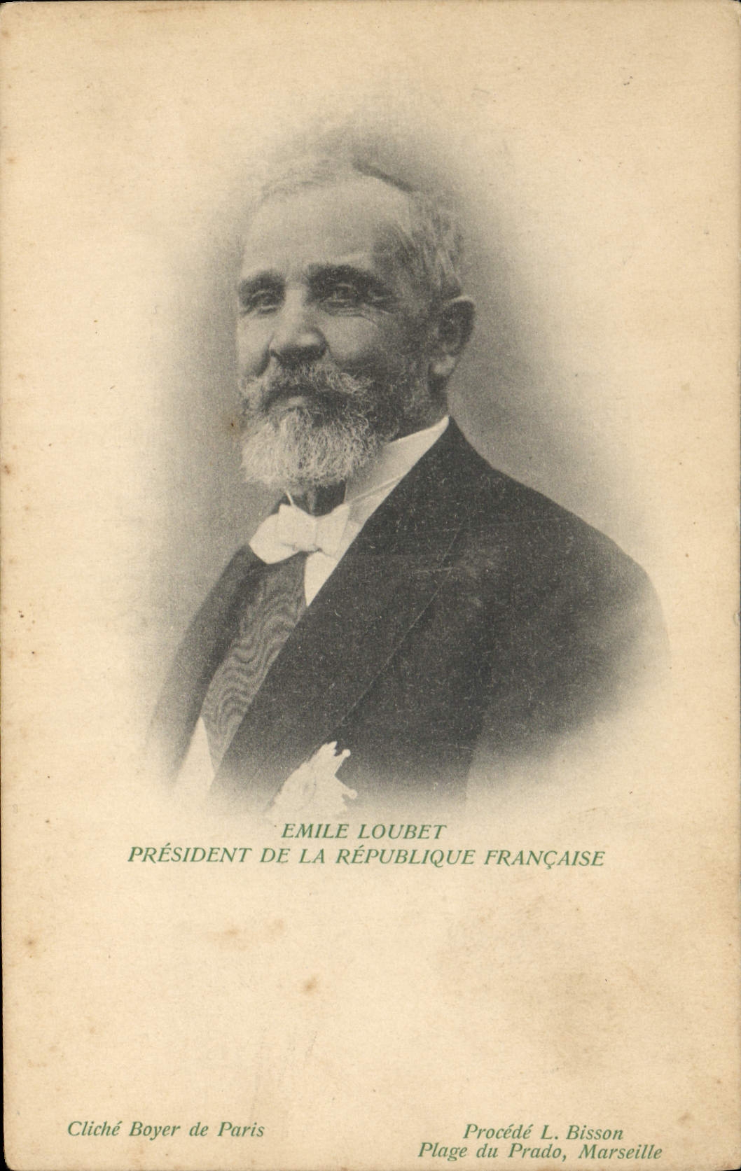 Émile Loubet — Präsident der Französischen Republik — Cliché Boyer de Paris, Verfahren L. Bisson, Strand von Prado, Marseille