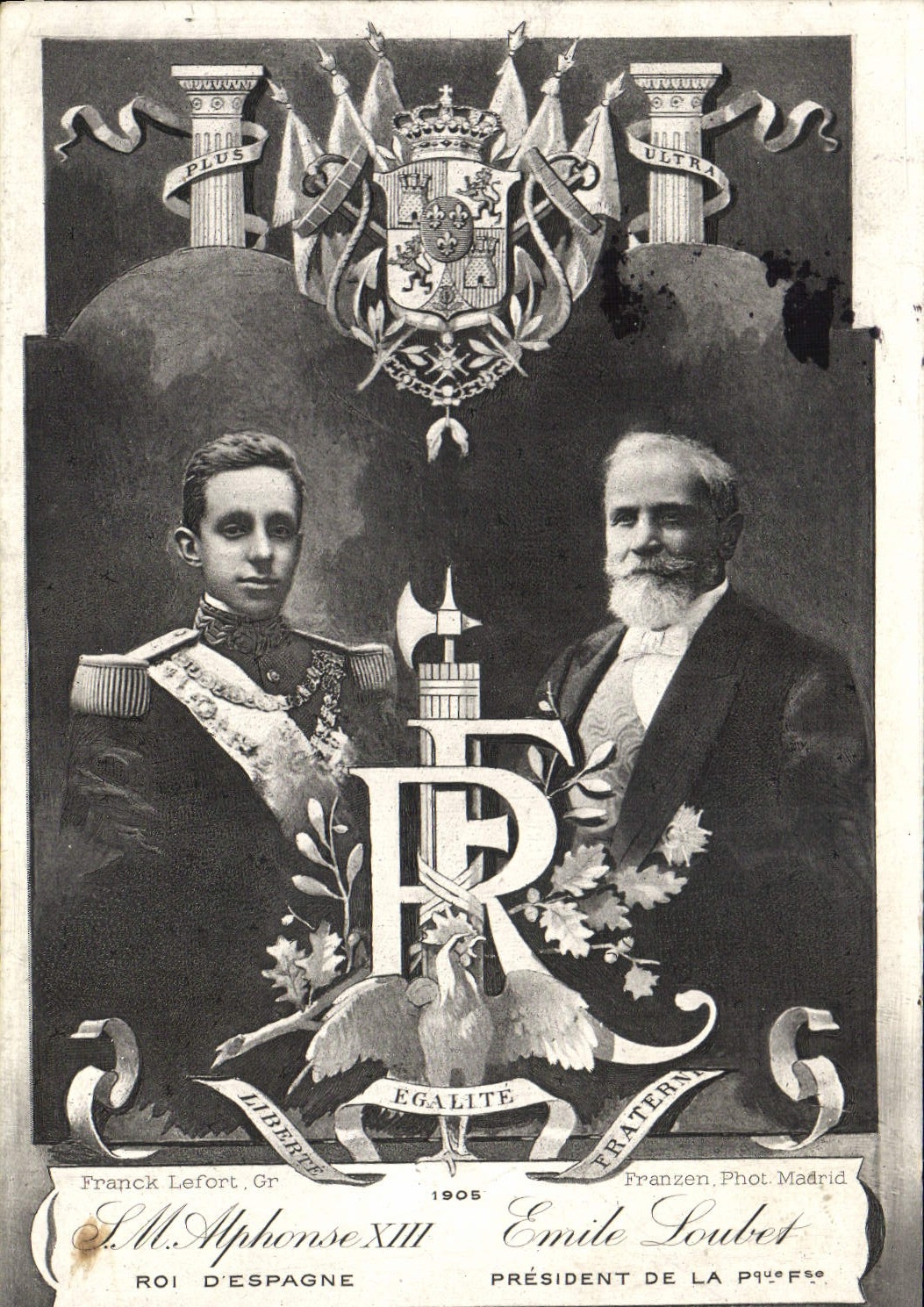 Alphonse XIII et Émile Loubet — 1905 — Franck Lefort, Phot. Madrid