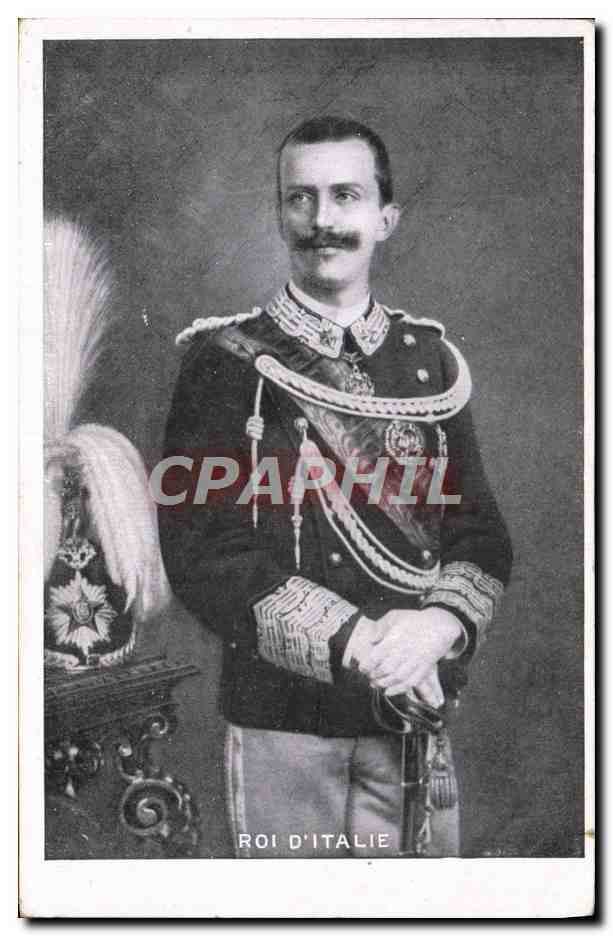 Portrait du Roi d'Italie — en uniforme militaire orné — éditeur non visible