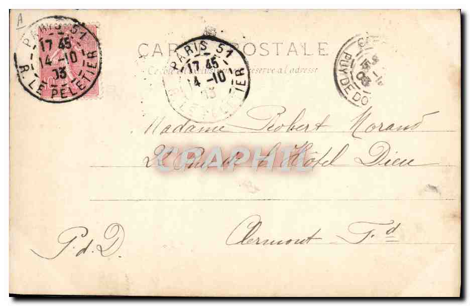 Arrivée de la reine d'Italie — Paris, 14 octobre 1903 — Éditeur BOLLE ITALIE, n° SIP 5233 — Achterkant