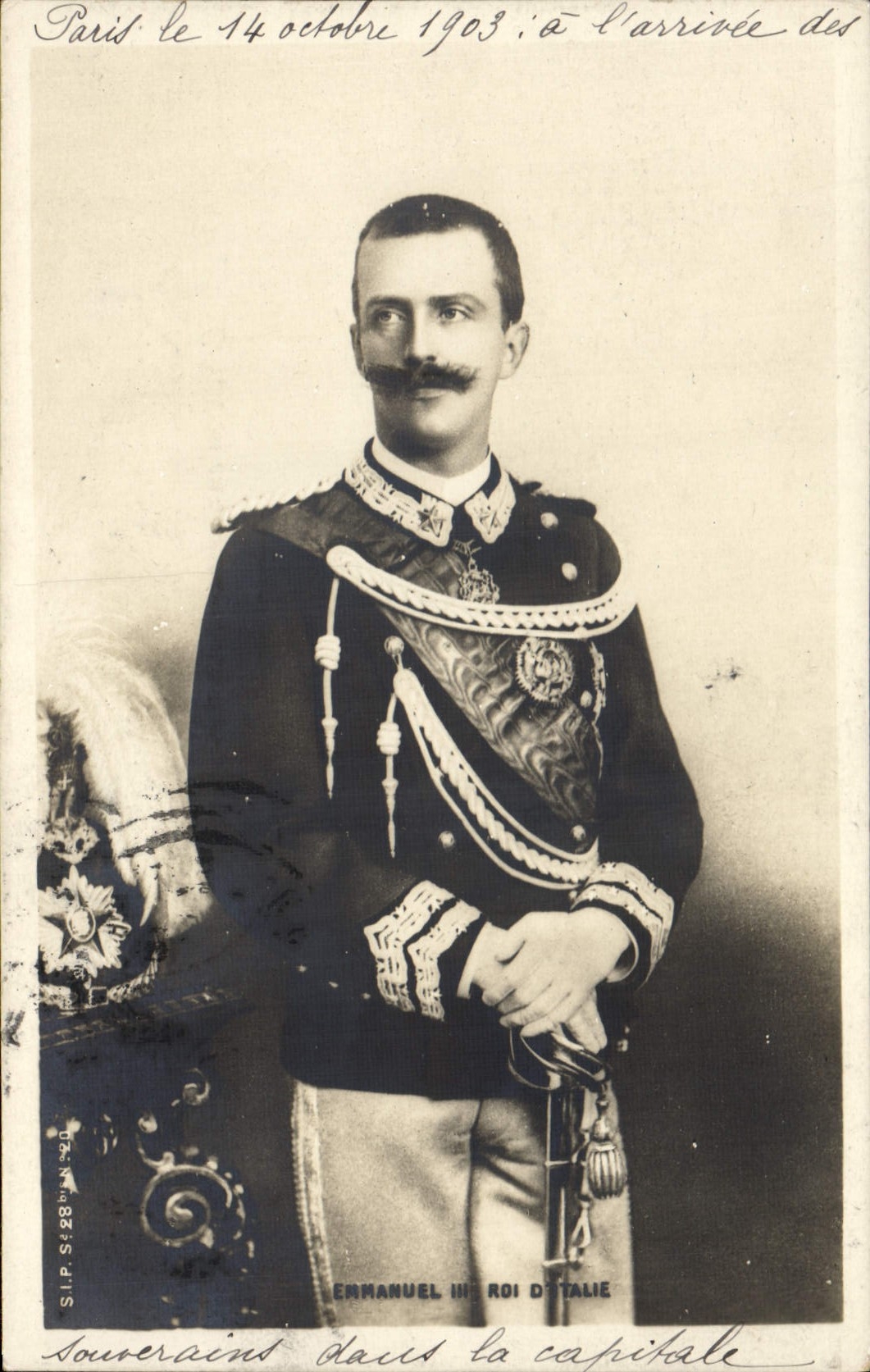 Emmanuel III, roi d'Italie — arrivée à Paris le 14 octobre 1903 — SIP S.28 n° 90