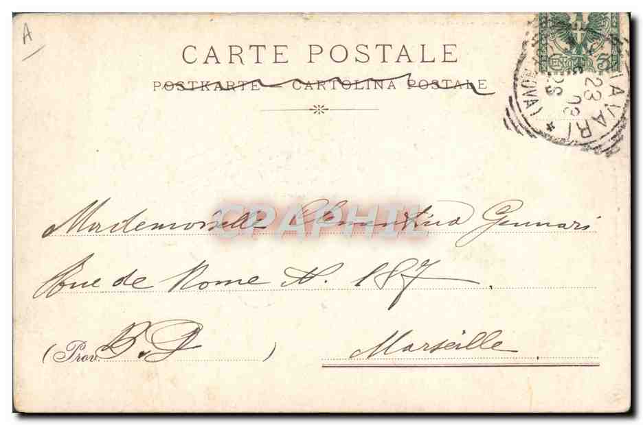 Vittorio Emanuele III et Regina Elena — portrait royal orné d'un aigle — éditeur G. Lorenzo, n° 754 — Reverso