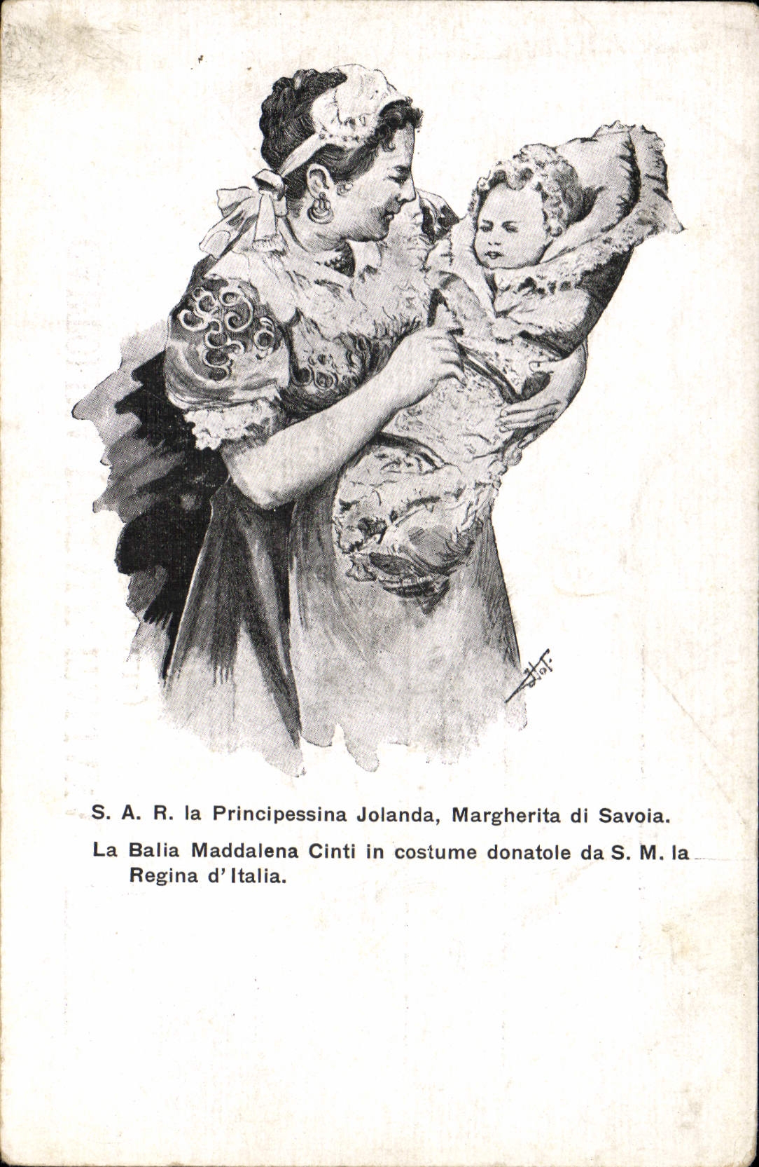 La Balia Maddalena Cinti — S.A.R. la Principessina Jolanda, Margherita di Savoia — Cartolina Postale Italiana