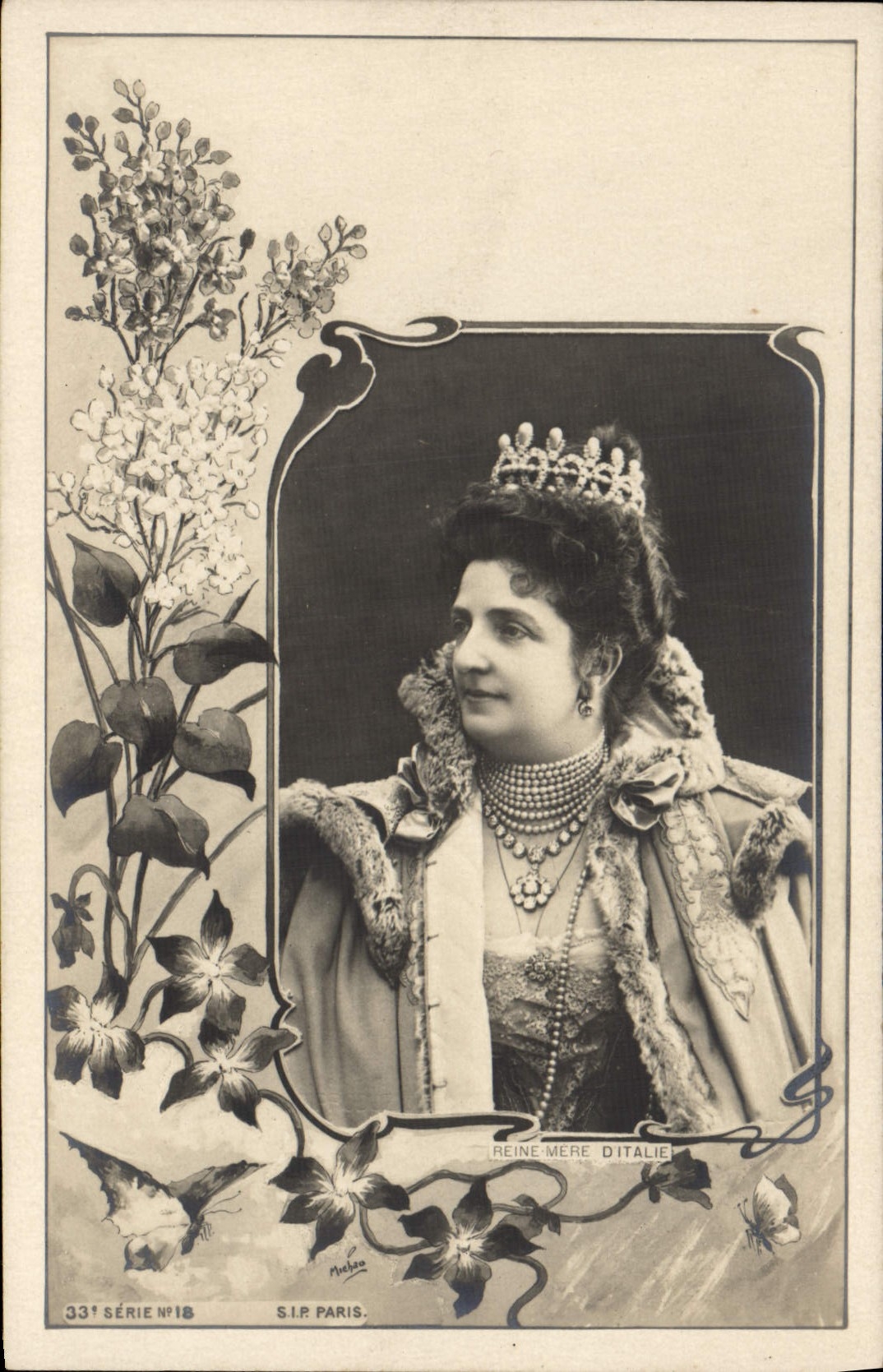 Reine Mère d'Italie — portrait en costume royal — S.I.P. Paris, 33e série n°18