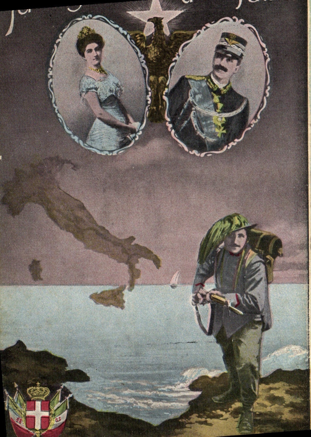 Italie — Soldat italien et carte de visite royale — Sogge, Déposé