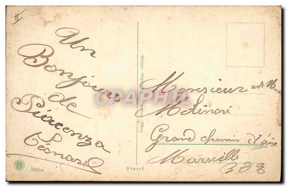 Italie — Soldat italien et carte de visite royale — Sogge, Déposé — Verso