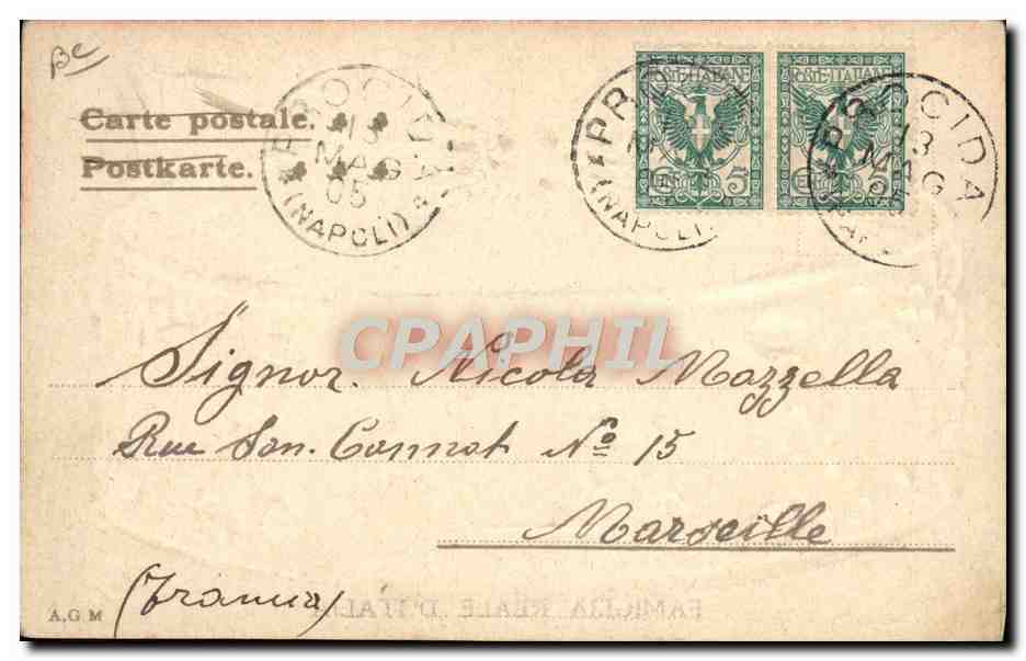Famiglia Reale d'Italia — Portrait de la famille royale italienne — éditeur A.G.M. N° 15 — Reverso