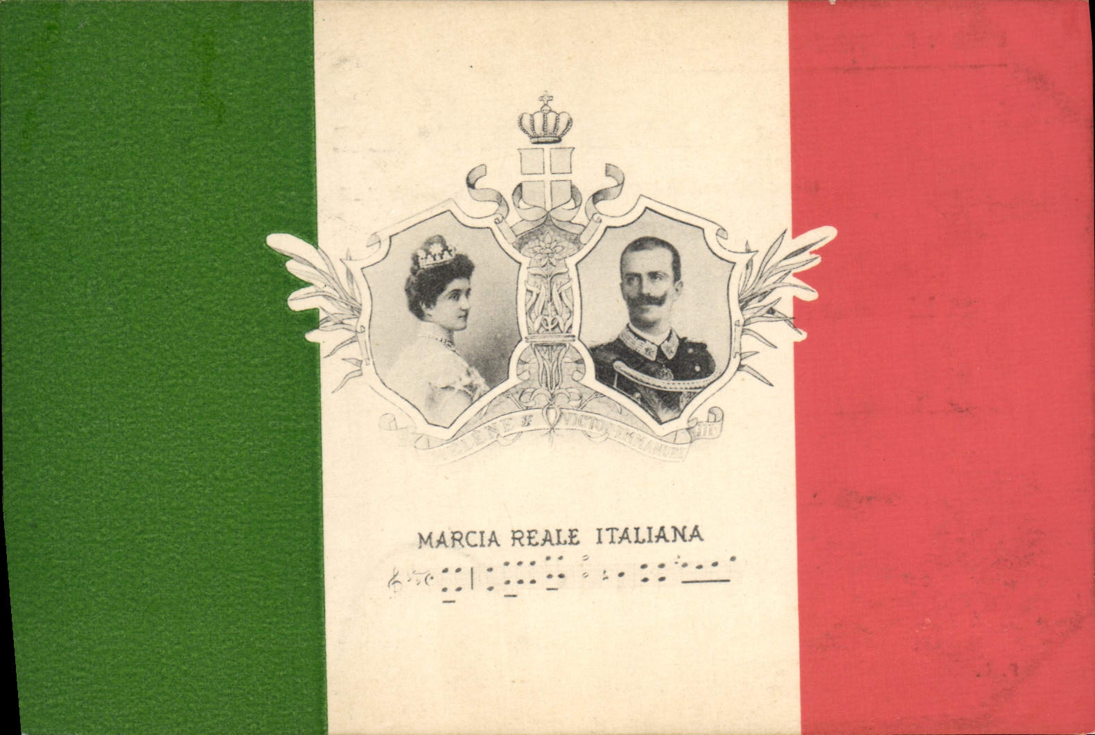Portrait du roi et de la reine d'Italie — MARCIA REALE ITALIANA — éditeur inconnu