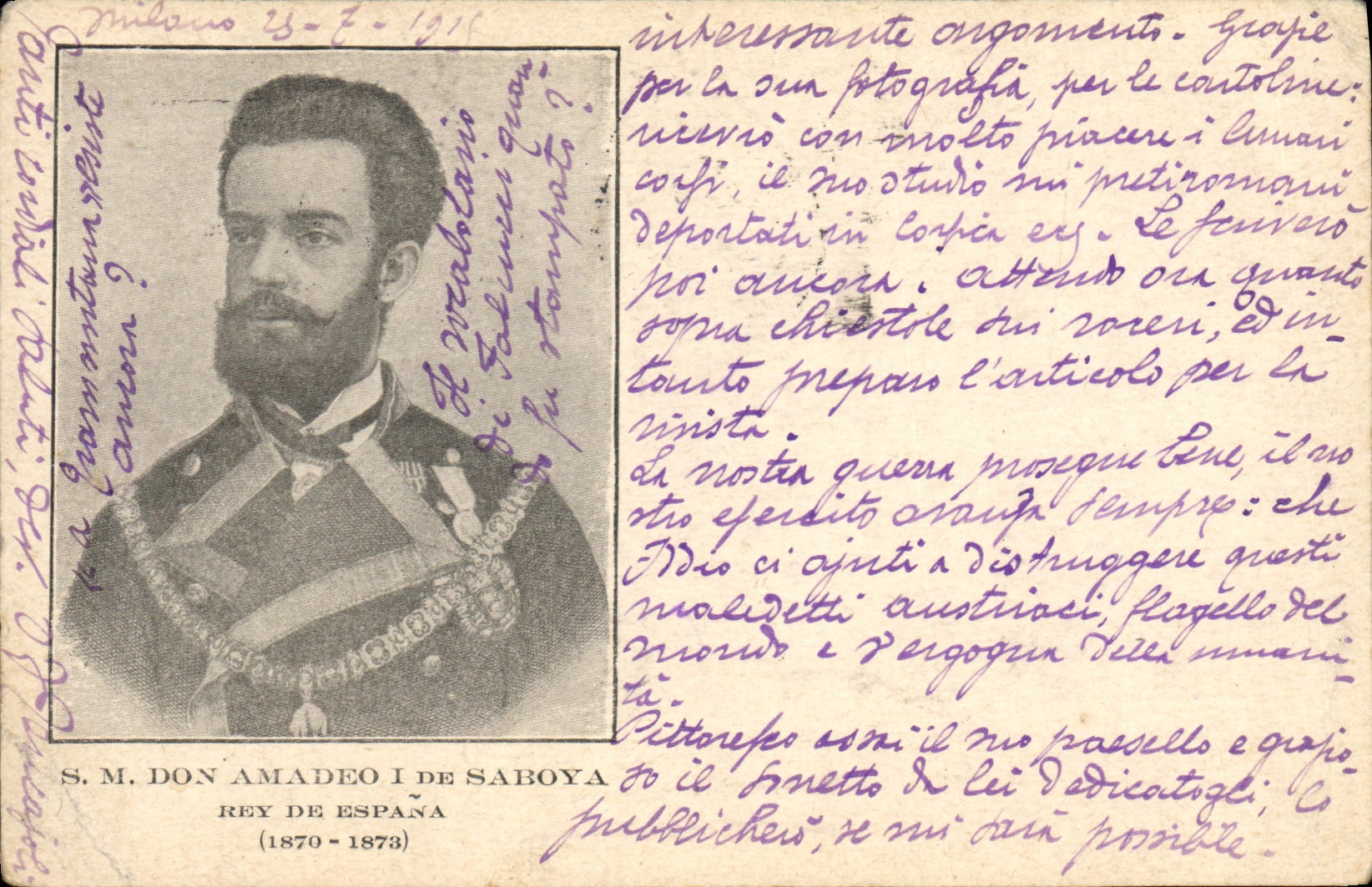 CPA SM Don Amadeo 1 de Saboya Rey de Espana 1870 1873
