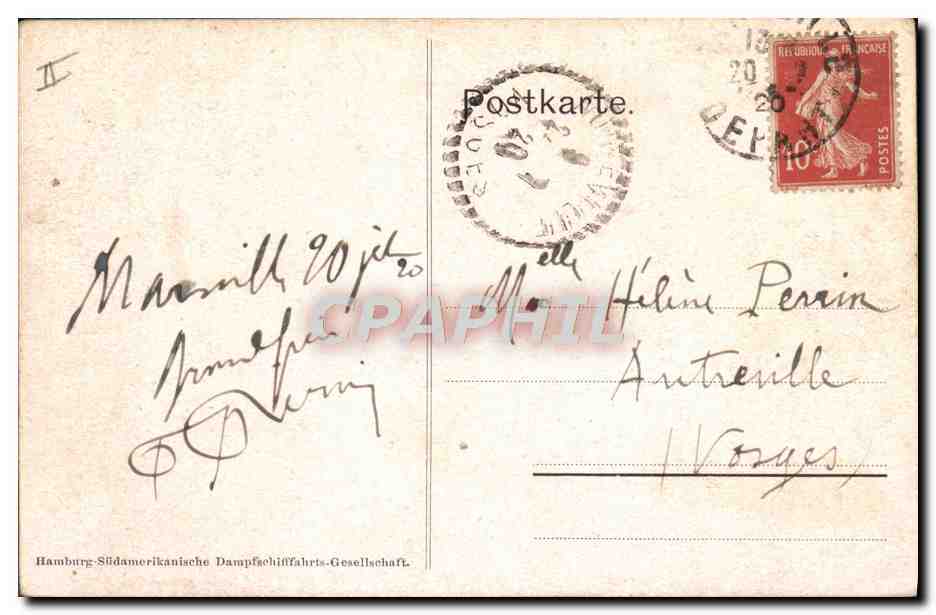 CPA Bateau  — Verso
