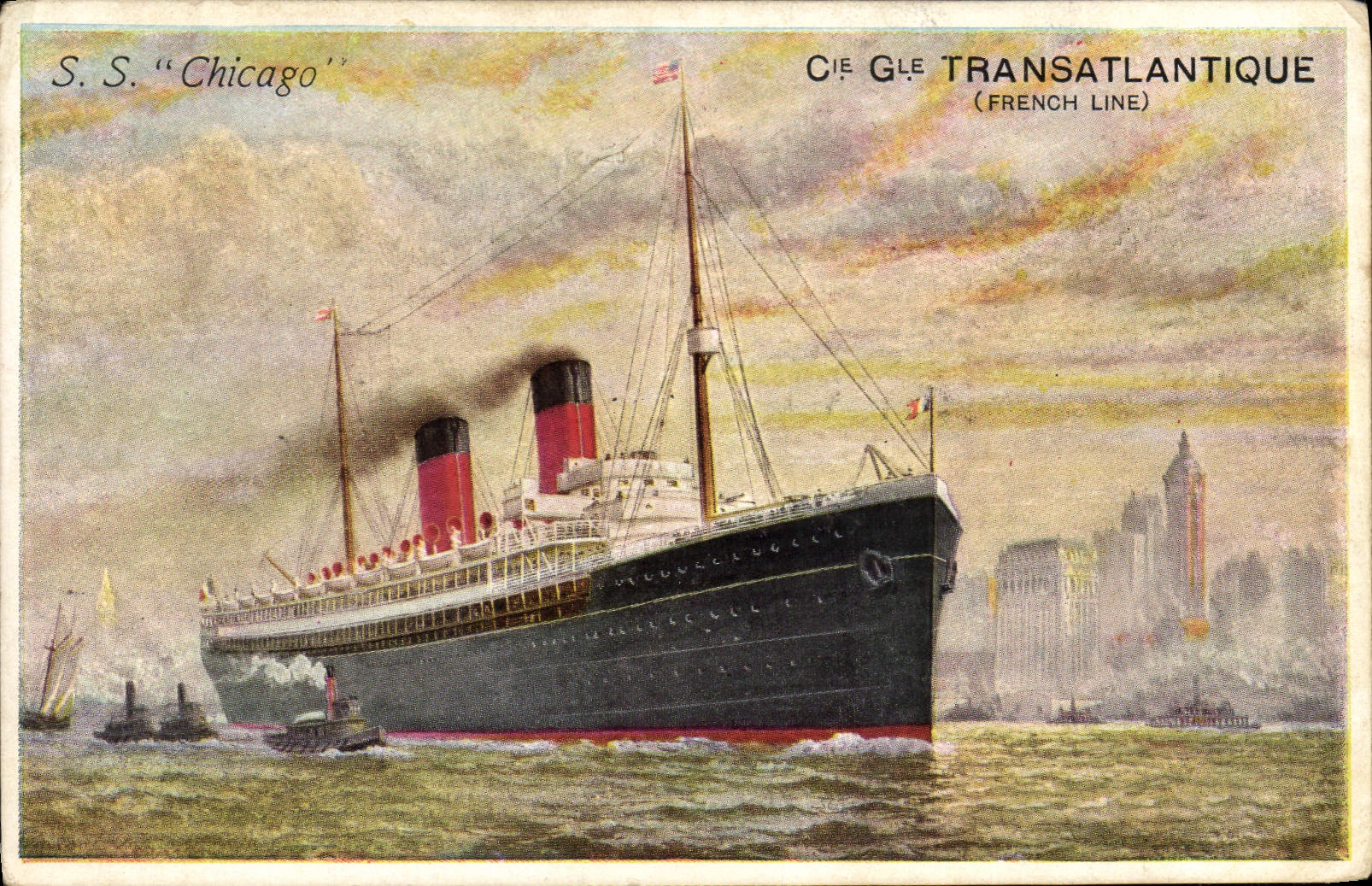 S.S. "Chicago" — Compagnia G.L.E. Transatlantique (French Line) — editore non visibile