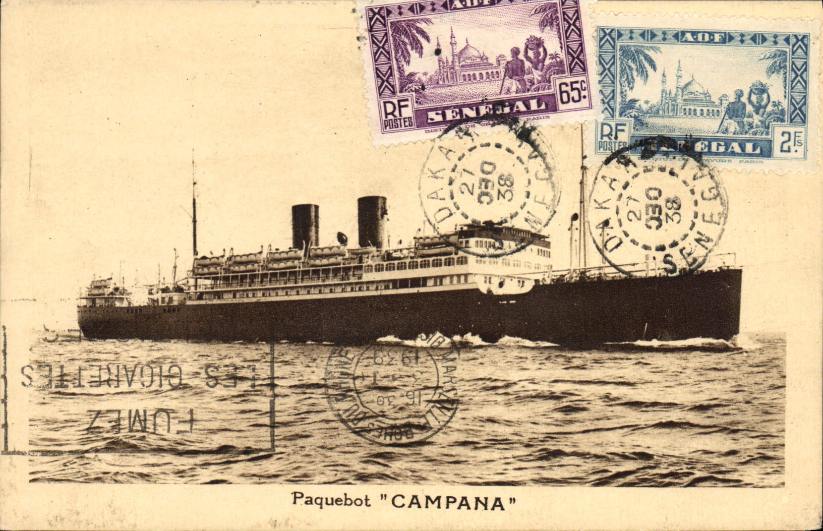 Paquebot "CAMPANA" — Sénégal, Dakar — éditeur Fuméz