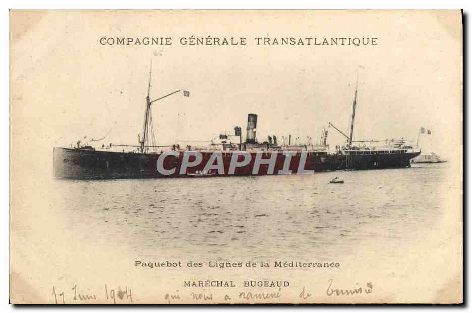Paquebot Maréchal Bugeaud — Compagnie Générale Transatlantique — éditeur Arnold Vollenweider