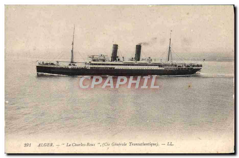 CPA Bateau Alger Le Charles Roux Cie Generale Transatlantique