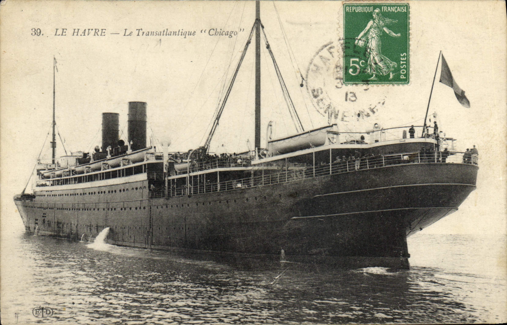 Le Havre — Le Transatlantique "Chicago" — Éditeur E.D. n°39