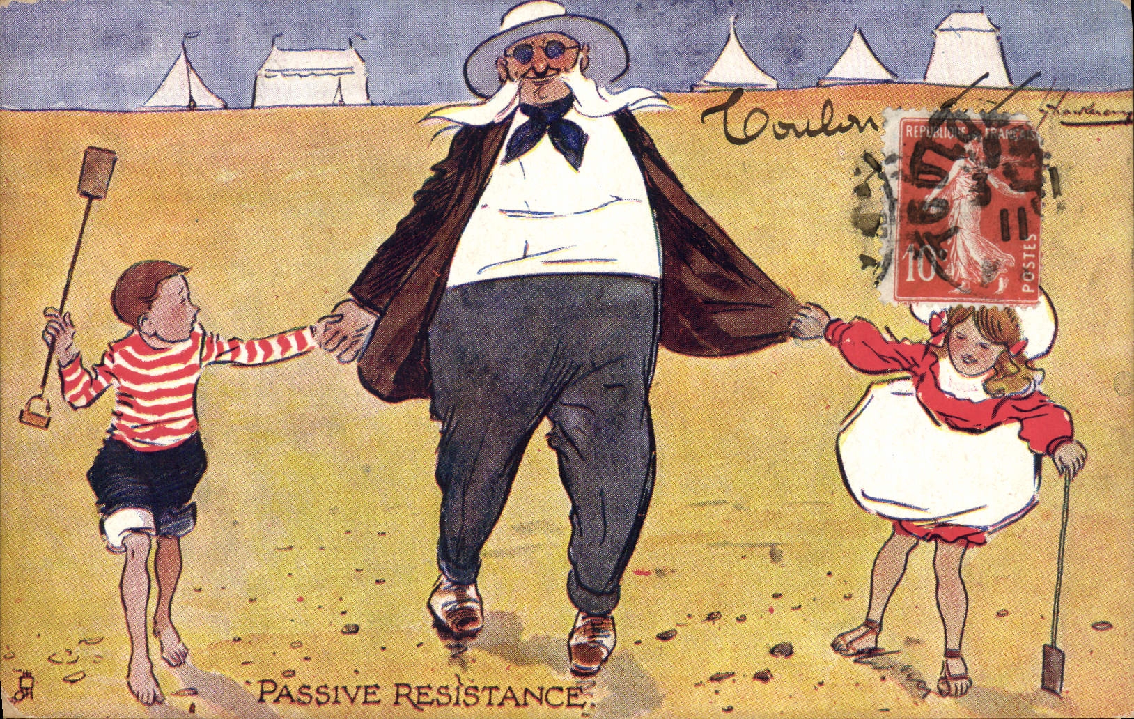 CPA Fantaisie Illustrateur Passive Resistance Enfants