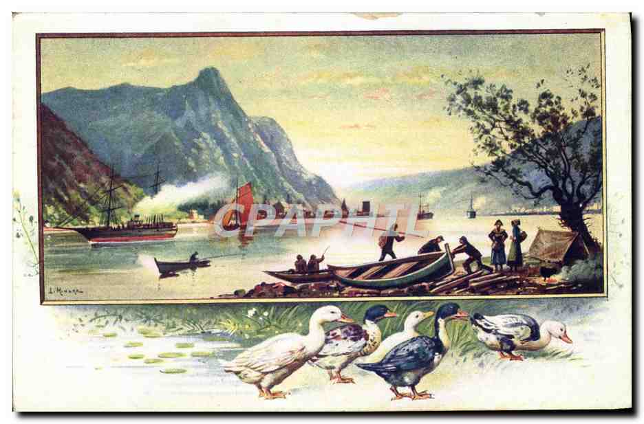 CPA Fantaisie Illustrateur Paysage par Hingre Canards