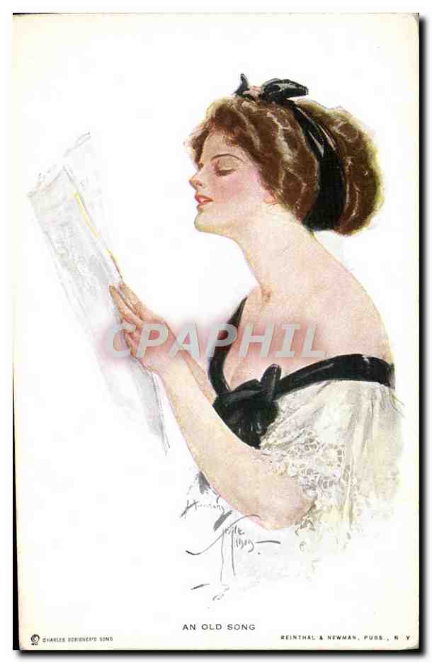 CPA Fantaisie Illustrateur Femme An old song 