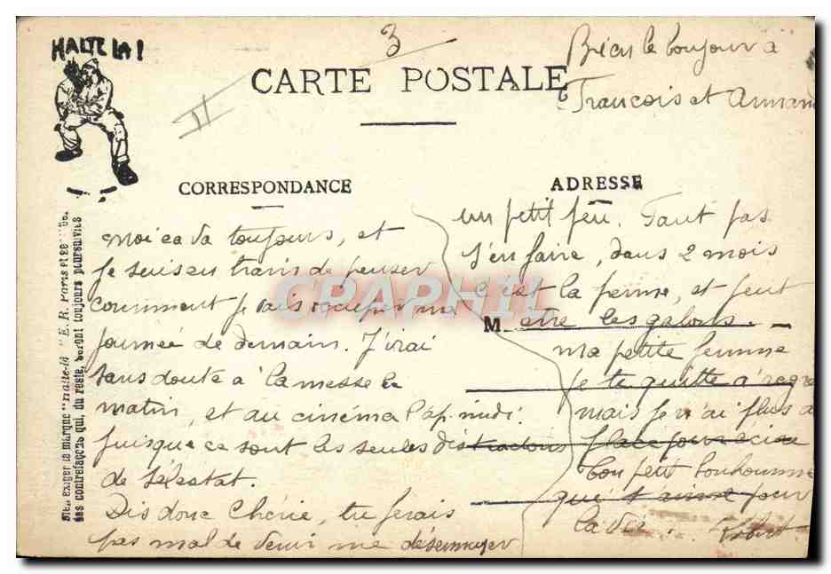 Au nettoyage de l'escalier — Scènes militaires HALTE-LÀ! E.R. (modèle déposé) — Verso