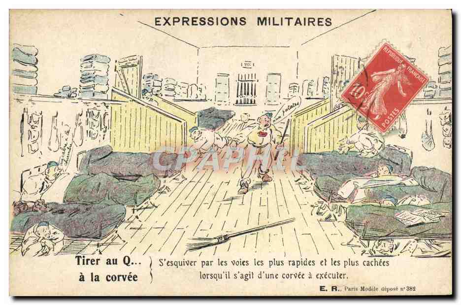Tirer au Q... — Expressions militaires — E.R., Paris, Modèle déposé n°382