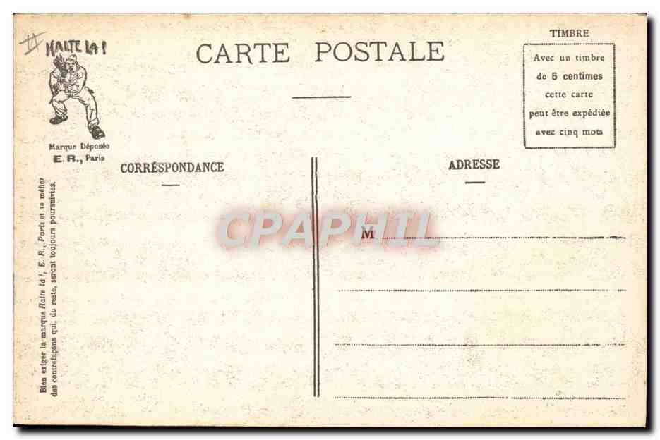 Les Commandements du Soldat — caricature militaire — E.R. Paris (Modèle déposé) — Reverso