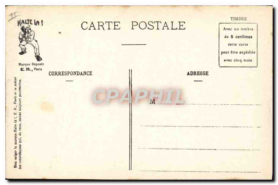 Les Premiers Jours d'un Bleu — Réception de l'arrivée — E.R. Paris (Modèle déposé) — Verso