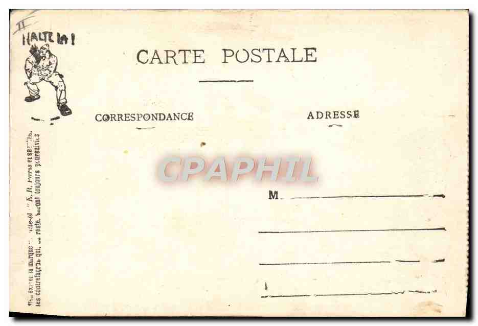 Scènes Militaires — Au Lavabo — HALTE-LÀ! E.R. (modèle déposé) — Reverso