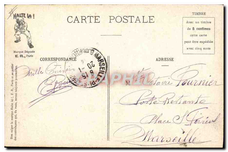 Repas mouvementé — Scènes militaires — E.R., Paris, Modèle déposé N° 15351 — Reverso