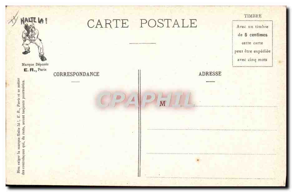 Au Conseil de Révision — caricature militaire — E.R., Paris, Modèle déposé N 901 — Reverso