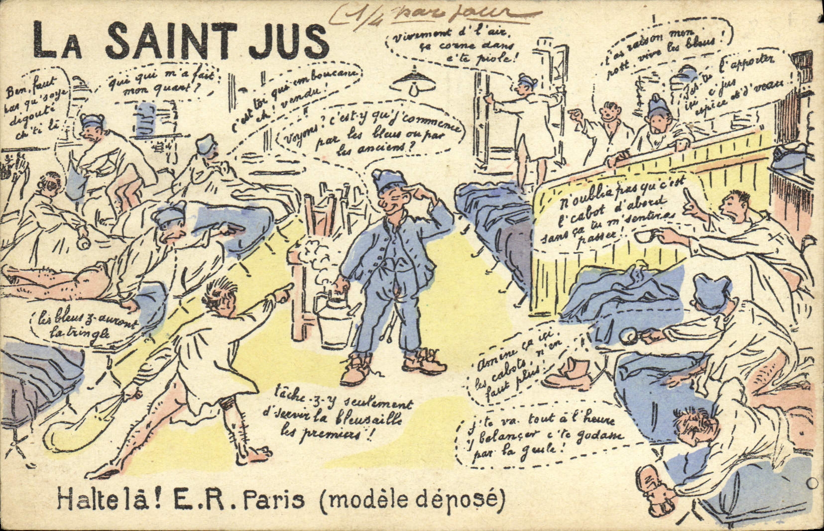 La Saint Jus — Humour militaire — E.R. Paris (modèle déposé)