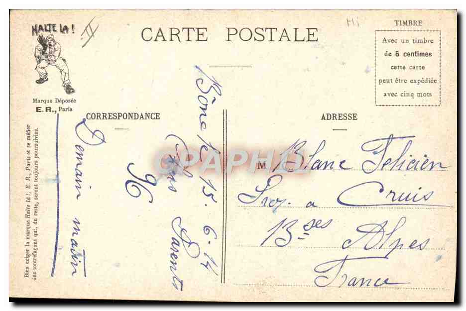 Expressions militaires — Enterrer le Père Cent — E.R., Paris, Modèle déposé N 382) — Reverso